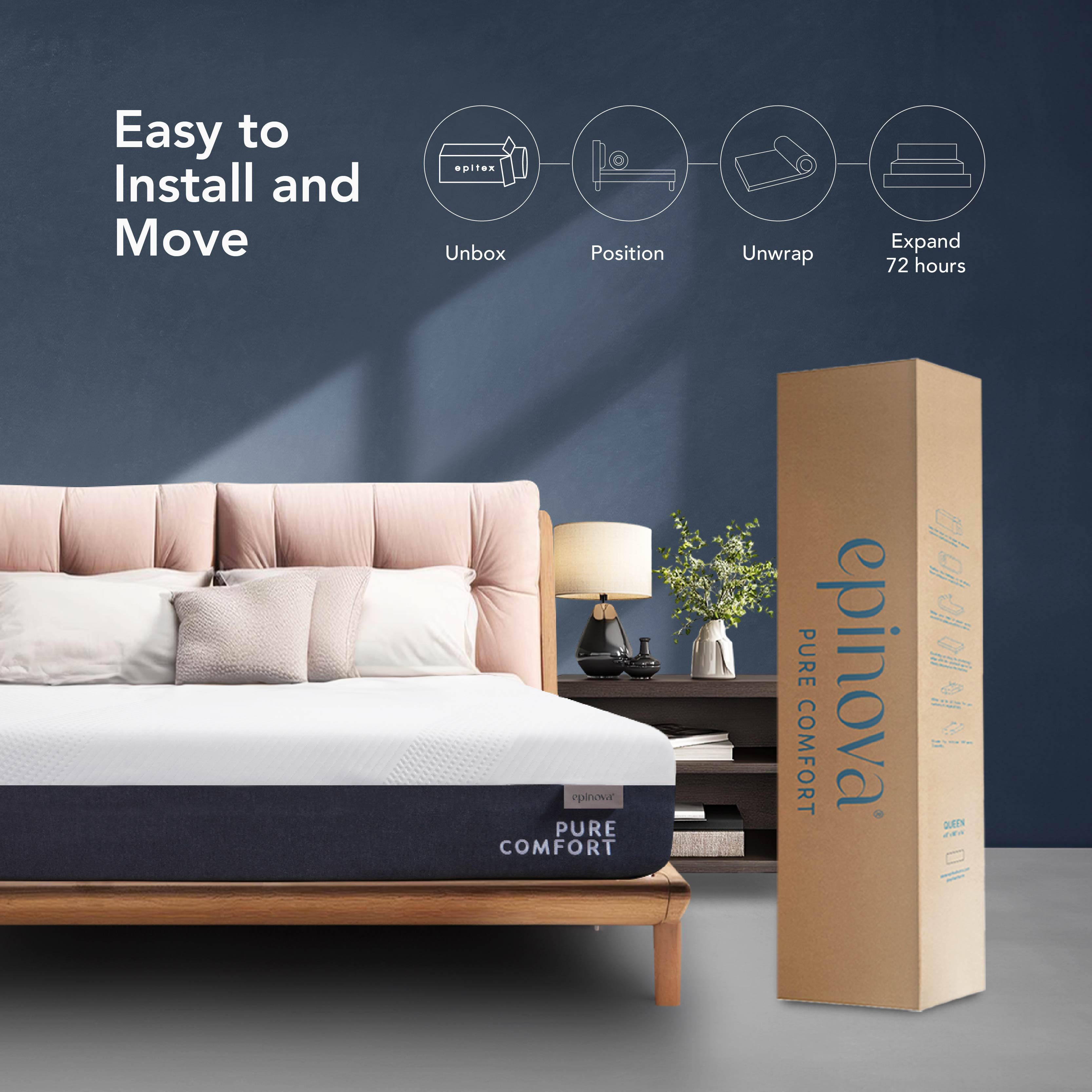 EPITEX Pure Comfort 12 Inch Memory Foam Mattress (Queen / King size) – Air-Flow, Mattress Medium Soft Plush for Pressure Relief, Breathable Pure Cotton Cover, CertiPUR-US Certified