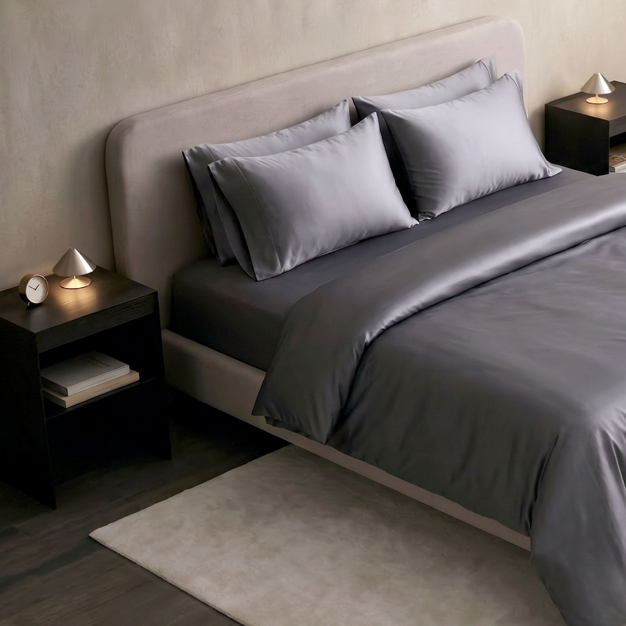 EPITEX 100% Bamboo Viscose Sheet Set, 1400 Thread Count, Mid Grey