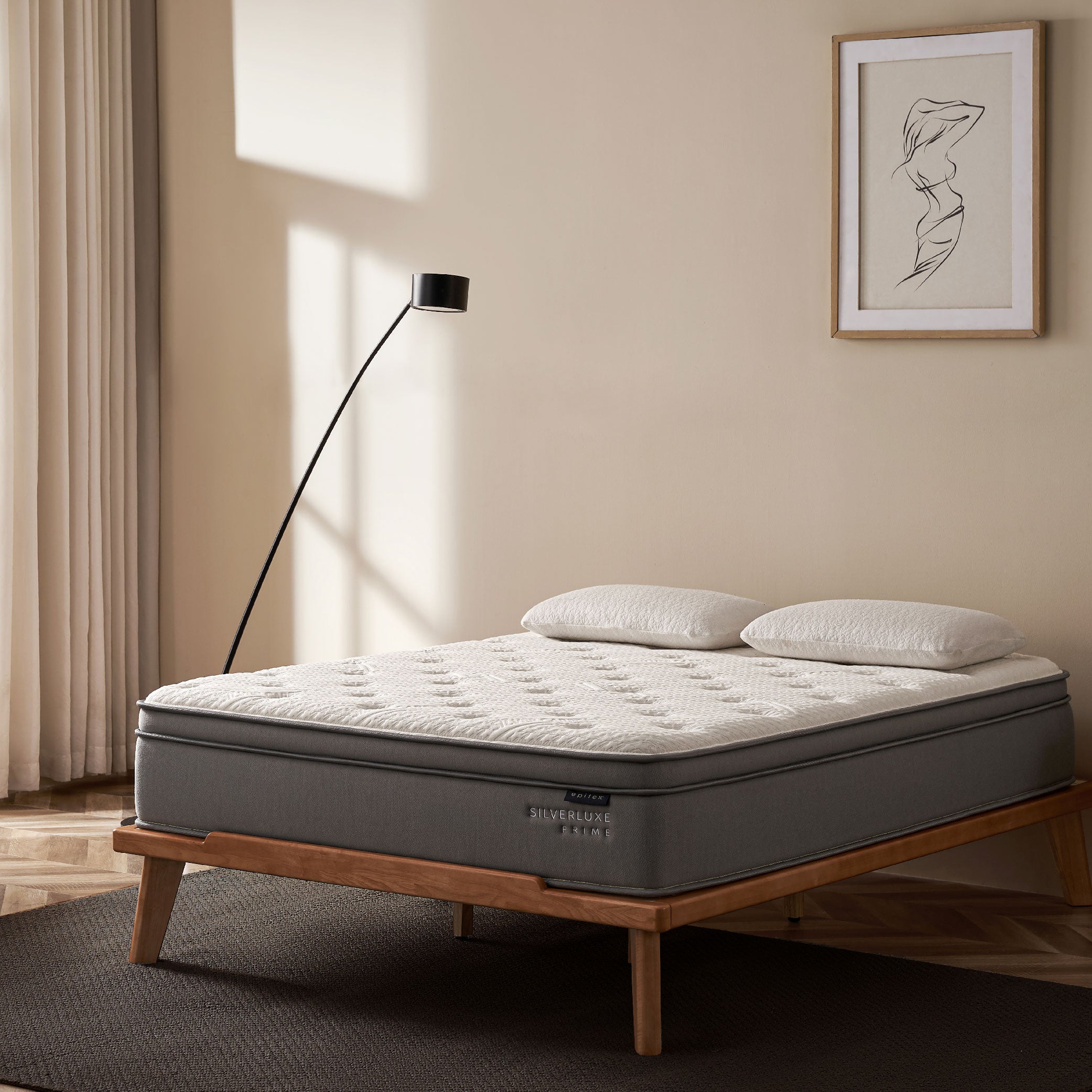 EPITEX Silverluxe Prime Mattress (Queen / King Size), 12 Inch Gel Memory Foam Mattress in a Box, Individual Pocket Spring for Low Motion Transfer, Medium Firm Mattress, Gray