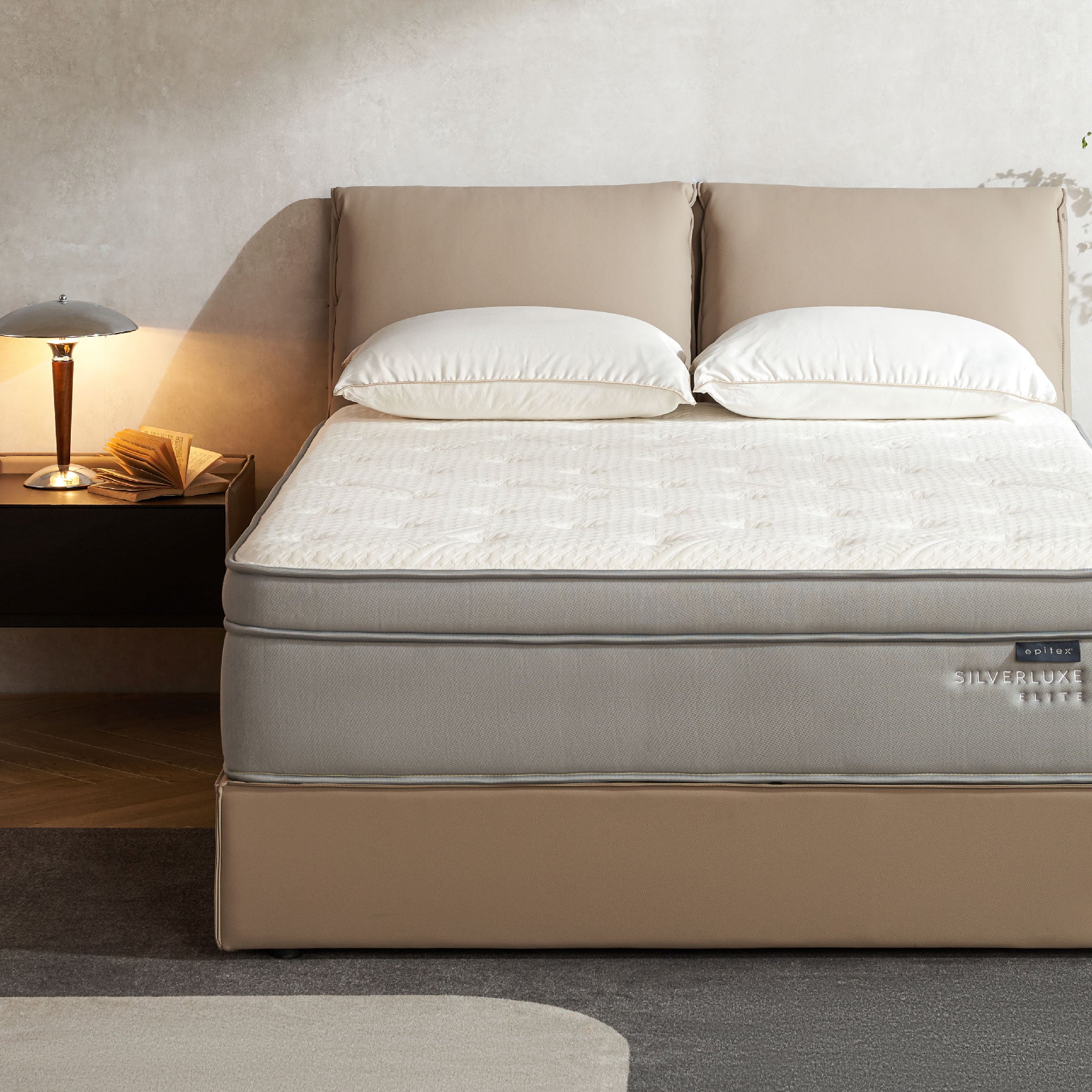 EPITEX Silverluxe Elite Mattress (Queen / King Size), 14 Inch Gel Memory Foam Mattress in a Box, Individual Pocket Spring for Low Motion Transfer, Medium Firm Mattress, Gray