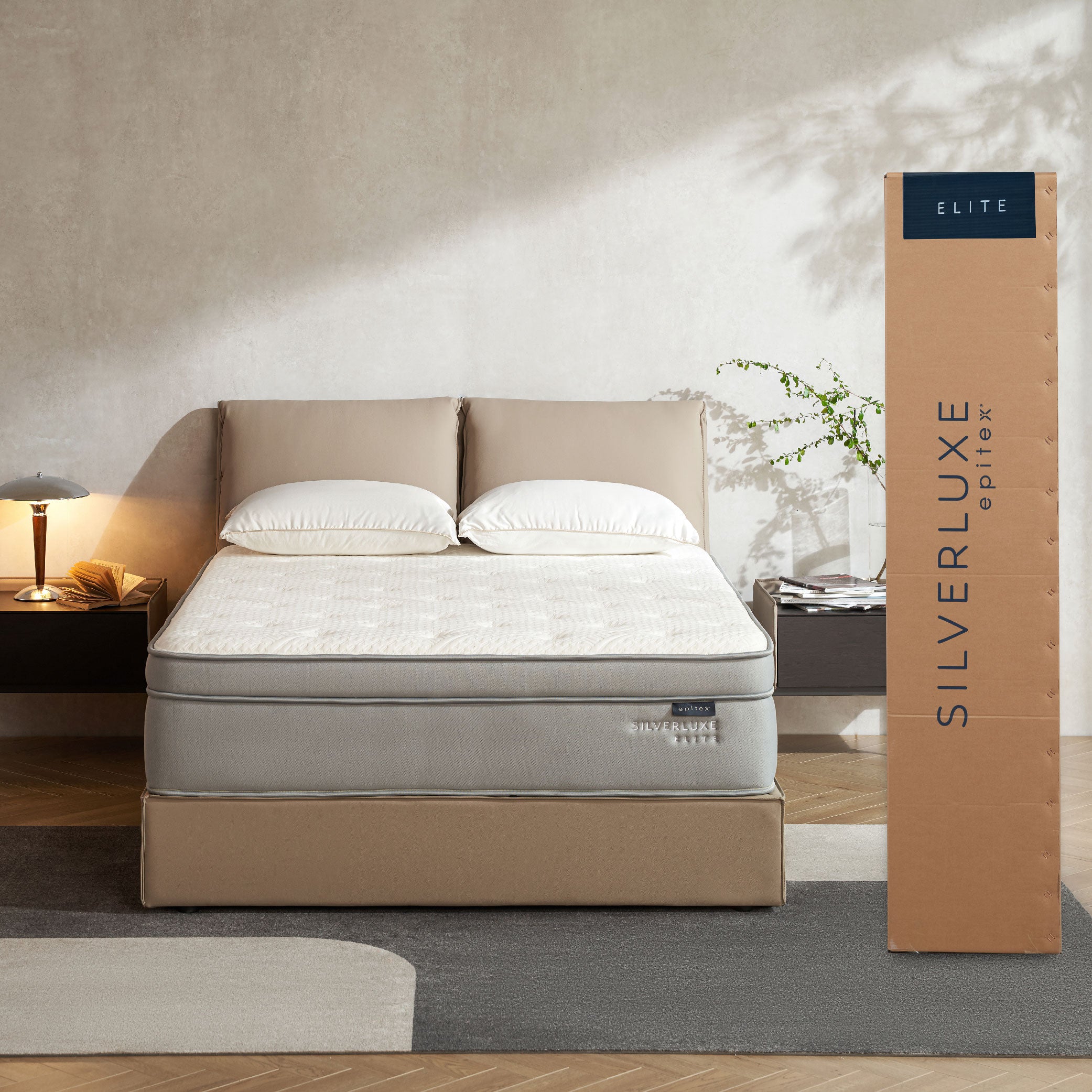 EPITEX Silverluxe Elite Mattress (Queen / King Size), 14 Inch Gel Memory Foam Mattress in a Box, Individual Pocket Spring for Low Motion Transfer, Medium Firm Mattress, Gray